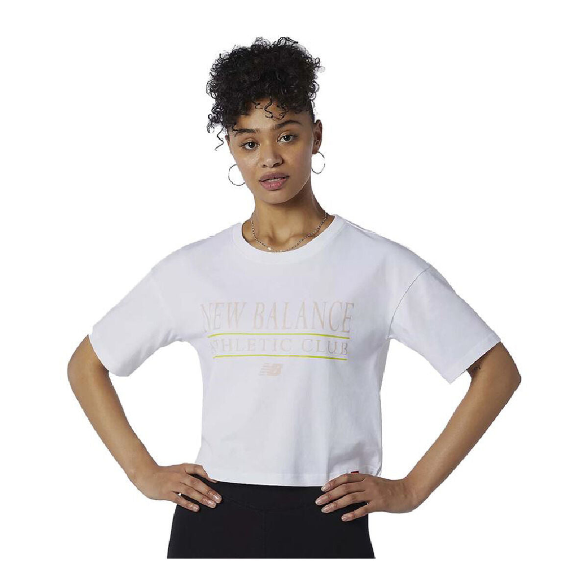 Damen Kurzarm-T-Shirt New Balance Essentials Athletic Club Boxy Weiß